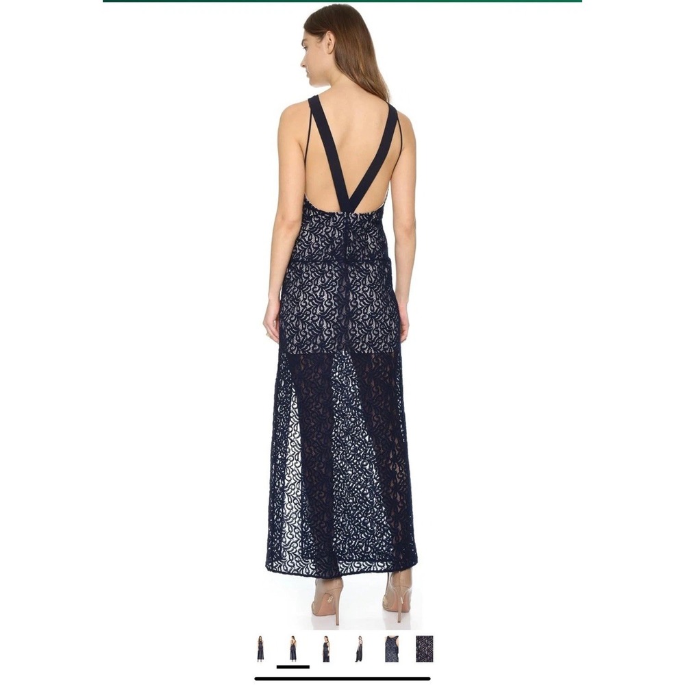 Free People Simply Lace Column Layered Maxi‎ Dress W/ Slit Navy Blue Size 12 - Picture 3 of 6